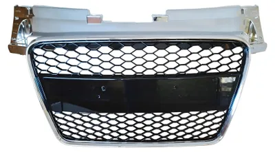 Kühlergrill SCHWARZ GLANZ Waben Gitter + Chrom Rahmen für Audi TT 8J 2006-2010 – Produktansicht