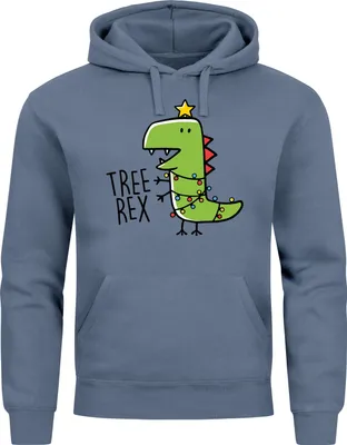 Produktbild von Hoodie Herren Tree Rex Kapuzen-Pullover Weihnachtspullover Dinosaurier Grafik Print XMAS Outfit Lustig Männer Moonworks®