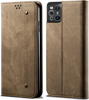 Obrázek produktu pro OPPO Find X3 Pro Case, LaimTop Denim Leather Wallet Magnetic Closure Flip Bookstyle Protective Case with Stand Function pro OPPO Find X3 / Find X3 Pro Khaki