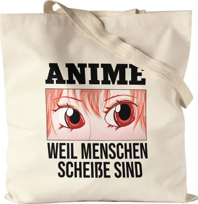 Produktbild von Anime Weil Menschen Scheiße Sind Jutebeutel Stoffbeutel Canvas Geschenkidee Manga Anime Fans Japan
