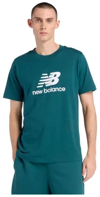 Image de T-shirt New Balance Camiseta New Balance Stacked Logo manga corta azul turquesa pour Uni