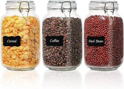 Produktbild von Famanu Vorratsbehälter 1,5 l, Set von 3, luftdichte Gläser mit Metalldeckel