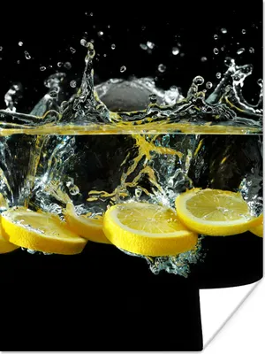 Produktbild von MuchoWow® Poster Zitrone - Frucht - Gelb - Stilleben - Wasser 120x160 cm - Wandbilder