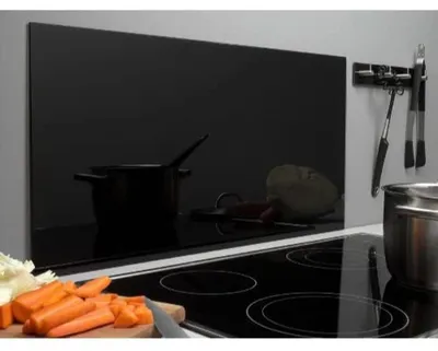 Spritzschutz aus gehärtetem Glas, schwarz, 600x300 mm