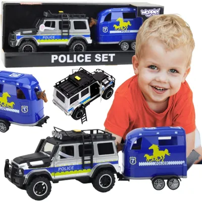 Produktbild von Woopie Polizei-Geländewagen mit Pferdeanhänger-Set