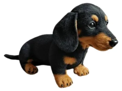 Image de Peluche chien, réaliste, assis, 22 cm, noir