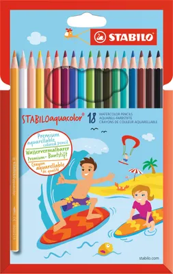 Produktbild von Aquarell-Buntstift - STABILO aquacolor -18er Pack - mit 18 verschiedenen Farben