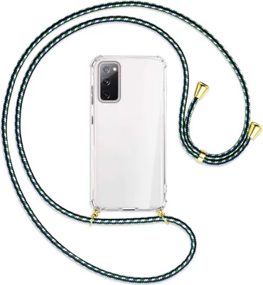 Produktbild von Handykette Backcover-Schutzhülle mit Band (Metall goldfarben) für Samsung Galaxy S20 FE / Lite - grün/blau/weiß