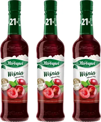 Immagine prodotto di Herbapol Sciroppo di ciliegia 3x 420 ml - Sciroppo per bevande all'acqua Sciroppo di frutta Vitamina C