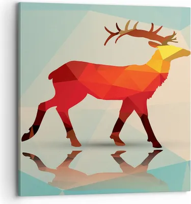 Produktbild von Bild auf Leinwand - Leinwandbild - Hirsch Illustration modern Grafik - 70x70cm - Wand Bild - Wanddeko - Leinwanddruck - Bilder - Kunstdruck - Leinwand bilder - Wandkunst - AC70x70-2811
