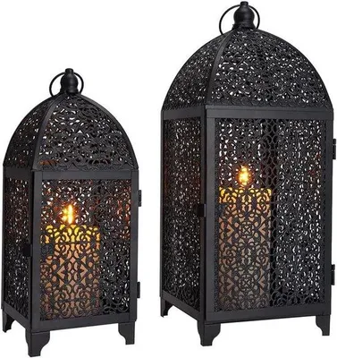 Image de Ensemble de bougeoirs en métal noir pour le salon et le jardin