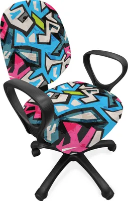Produktbild von ABAKUHAUS Grunge Bürostuhl Schonbezug, Street Art Graffiti Funk, dekorative Schutzhülle aus Stretchgewebe, Mehrfarbig