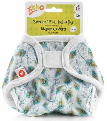 Produktbild von xkko Newborn Überhose Klett Peacock Feathers