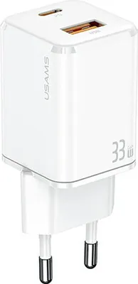 Image de Usams Ład. Siec. 1Xusb-C+1Xusb T43 33W(seulement tête) Pd3.0 +Qc3.0 Fast Charging Biały/White Cc144Tc02 (Us-Cc144)
