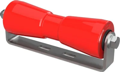 Immagine prodotto di Rullo per chiglia in poliuretano con supporto rotolo rimorchio per barca zincato SUPROD, 250 mm, rosso