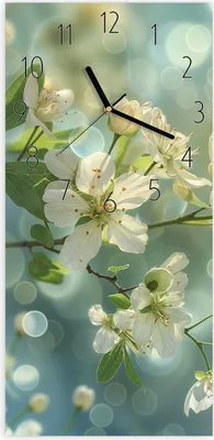Produktbild von Wanduhr aus Glas mit Motiv Fruehlingserwachen- 30 x 60 cm - inkl. Aufhängesystem