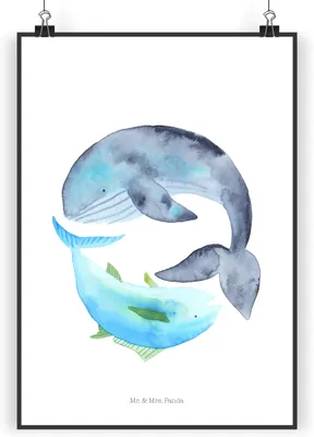Produktbild von Mr. & Mrs. Panda Bild Walfisch Thunfisch DIN A3 - Weiß - Geschenk, drucke, wanddeko, Wandbild, Witz, Lustige Sprüche, Plakat, Wandschmuck, Spruch Des Tages, Lustig, Wal