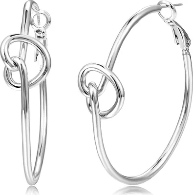 Image de 925 Créoles en argent sterling Cœur 40mm Boucles d'oreilles Femme Argent