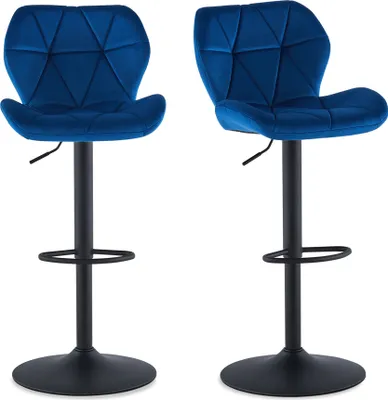 Produktbild von Clipop Barhocker 2er Set höhenverstellbar, drehbar Samt Barstuhl, Blau