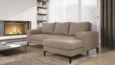 Produktbild von Easy4You Ecksofa Instra L-Form Beige – 245x94x1145 cm - Schlafsofa mit Bettkasten und Schlaffunktion - Eckcouch mit Stauraum, Metallfüße und Kissen – Rechts – Stoff Manila 02