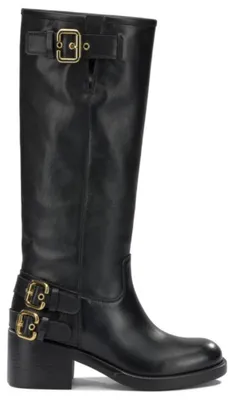 Imagen del producto de Botas de cuero negras para mujer, marca Chloé, talla 37.5