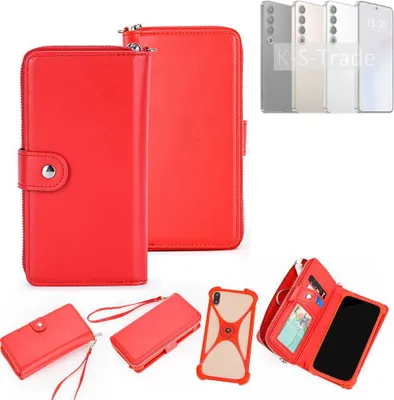 Produktbild von K-S-Trade 2in1 Schutzhülle Portemonnee Handyhülle mit Bumper kompatibel mit Meizu 20 Pro Hülle Case Etui Geldbörse Smartphone rot (1x)