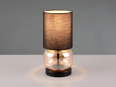 Produktbild von Tischleuchte 28cm mit Stoffschirm und Glas Amber