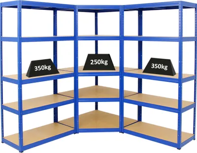 Produktbild von Mega Deal 1x Eckregal + 2x Schwerlastregal Slim Elephant S, Blau