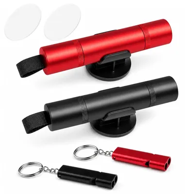 Imagen del producto de Martillo de seguridad para automóviles con cortador de cinturón y silbato, compacto, multifuncional, para emergencias