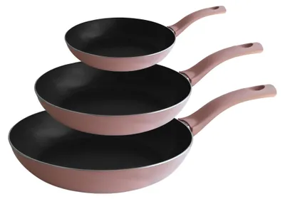 3-teiliges Pfannenset, Aluminium, Antihaft, 20/24/28 cm, Rosa