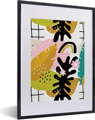 Produktbild von MuchoWow® MuchoWow® Gerahmtes Poster Blatt - Muster - Dschungel 30x40 cm - Poster mit zchwarzem Bilderrahmen - Wandposter Schlafzimmer