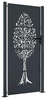 Produktbild von vidaXL Gartentor Anthrazit 100x175 cm Stahl Baum-Design