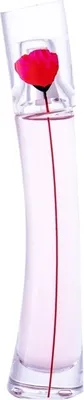 A perfume bottle with a red poppy inside.