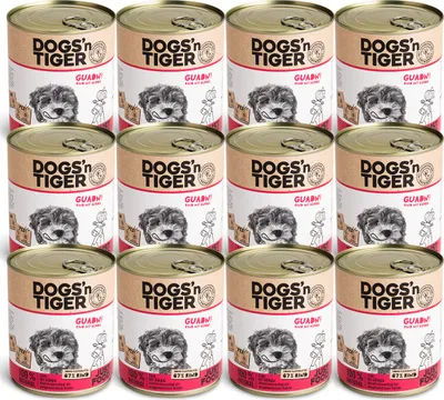 Produktbild von Dogs’n Tiger Adult Premium Hundefutter, Nassfutter, Getreidefrei, Guadn,  Rind & Kürbis, 12x 800g