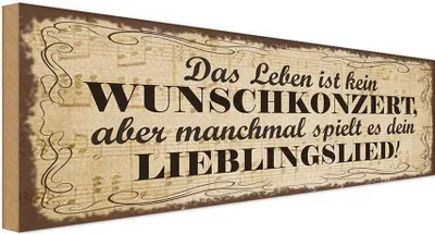 Produktbild von vianmo Holzschild 10x27 cm Leben kein Wunschkonzert aber Dekoration