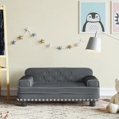 Immagine prodotto di The Living Store divano per bambini grigio scuro 70x45x30 cm in velluto