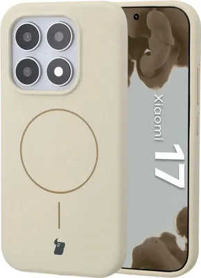 Produktbild von Silikon Handyhülle mit Magnetring für Xiaomi 17, Bizon Soft Case Magnetic, Écru