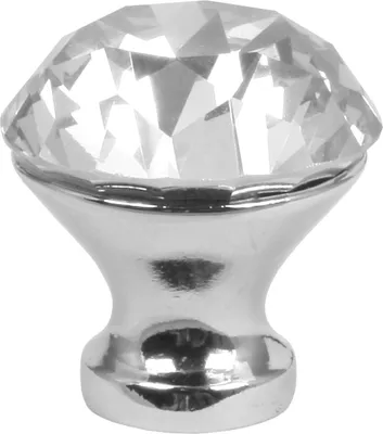 Produktbild von Domino Elegante Crystal A Möbelknopf 30mm in Chrom & Weiß |Kristallknöpfe, Robustes Glas-Design |Möbelknöpfe | Glamouröser Stil | Perfekt für Schränke und Kommoden
