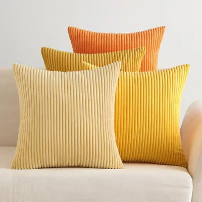 Productafbeelding van Kussenslopen, 45x45 cm, koordsatijn, set van 4, oranje, decoratieve kussens, sofa kussens, kussensloop, sierkussensloop