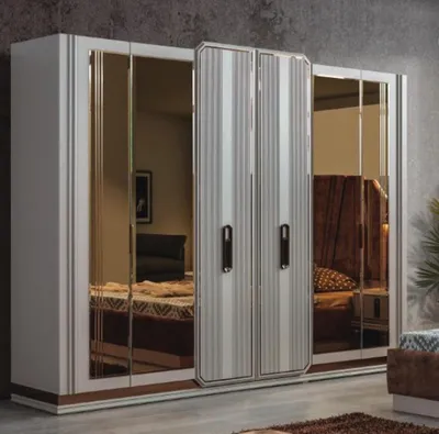 Produktbild von Weißer Schlafzimmer Kleiderschrank Glasschrank Holzschrank Moderne Möbel