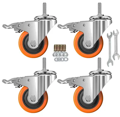 Imagen del producto de Ruedas giratorias robustas, de 2 pulgadas, de PVC, con freno, para uso industrial y de oficina