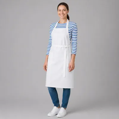 Produktbild von Latzschürze weiß, B 75 x L 75 cm : weiß : 65% Polyester 35% Baumwolle