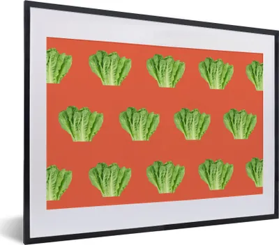 Produktbild von MuchoWow® MuchoWow® Gerahmtes Poster Gemüse - Muster - Rot 40x30 cm - Poster mit zchwarzem Bilderrahmen - Bilderrahmen - Poster im Rahmen