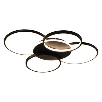 Produktbild von ZMH Deckenlampe LED Deckenleuchte 70W Wohnzimmer Wohnzimmerlampe Dimmbar mit Fernbedienung 5 Ringen Schwarz Schlafzimmerlampe Acryl Deckenbeleuchtung
