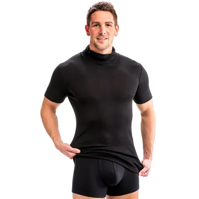 Produktbild von HERMKO 16855 2er Pack  Herren kurzarm Shirt mit Rollkragen, Größe:D 8 = EU XXL, Farbe:schwarz