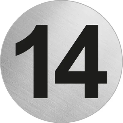 Produktbild von Türnummer Zimmernummer aus Edelstahl "14" Ø 60 mm selbstklebend