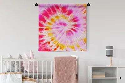 Produktbild von MuchoWow® Wandteppich Wandbehang Krawattenfärbung - Rosa - Lila 90x90 cm Tapisserie Dekoration Wandtuch - Wandaufhänger