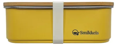 Image de Smikkels Lunchbox - Boîte à pain en acier inoxydable avec couvercle en bambou jaune 900ml