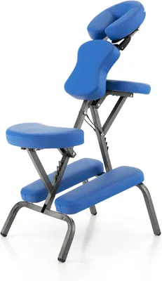 Produktbild von GOPLUS Mobiler Massagestuhl, Tattoostuhl Zusammenklappbar mit Tragetasche, Massage Stuhl mit Sitz Armablage Bruststütze & Kopfstütze Verstellbar (Blau)