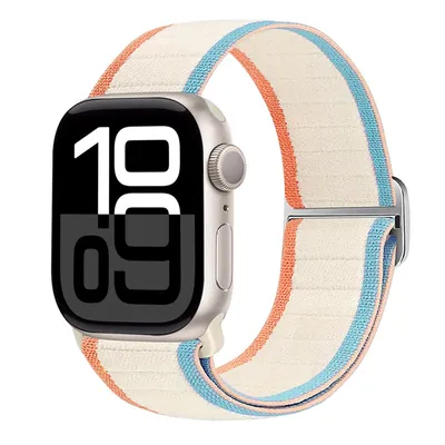 Produktbild von Für Apple Watch Series 11 10 42mm / 9 8 7 41 / 6 SE 5 4 40mm Nylon Elastisches Armband Weiß